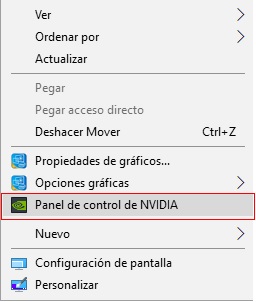 panel de controlde Nvidia